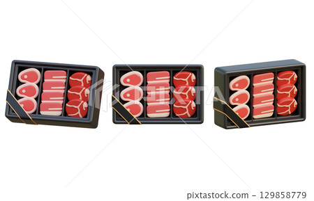 cartoon style Gourmet Gift Set meat Set 3D graphic 129858779