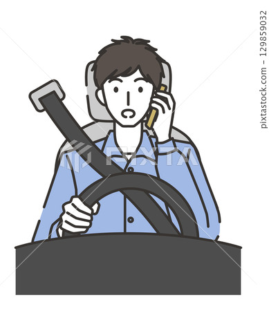 警告：男性開車時使用智慧型手機 129859032