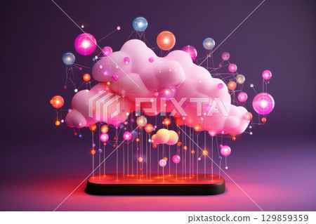 Cloud Computing Network with Data, Digital, and Tech. Cloud Computing Network with Data, Digital, and Tech. 129859359