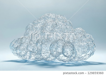 Cloud Computing Network with Digital Data, and 3D Render. 129859360