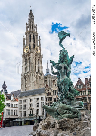 Brabo Fountain and Cathedral of Our Lady Antwerp s Iconic Landmarks and Historical Charm Brabo Fountain and Cathedral of Our Lady Antwerp s Iconic Landmarks and Historical Charm 129859872