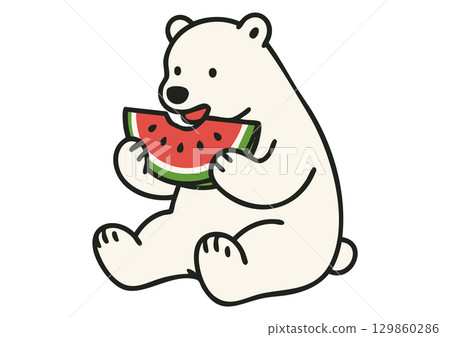 北極熊吃西瓜的插圖 129860286