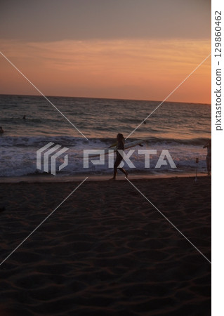Zushi coast beach sunset emotional Zushi coast beach sunset emotional 129860462
