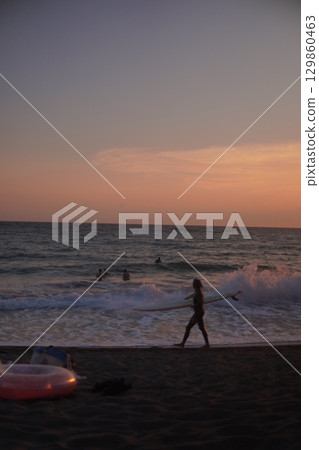 Zushi coast beach sunset emotional Zushi coast beach sunset emotional 129860463