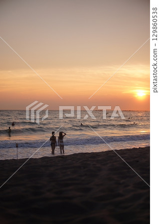 Zushi coast beach sunset emotional Zushi coast beach sunset emotional 129860538