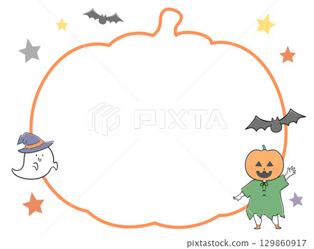 Halloween pumpkin line drawing frame 6 Halloween pumpkin line drawing frame 6 129860917