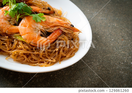 Casseroled or Baked Shrimp with Glass Noodles Casseroled or Baked Shrimp with Glass Noodles 129861260