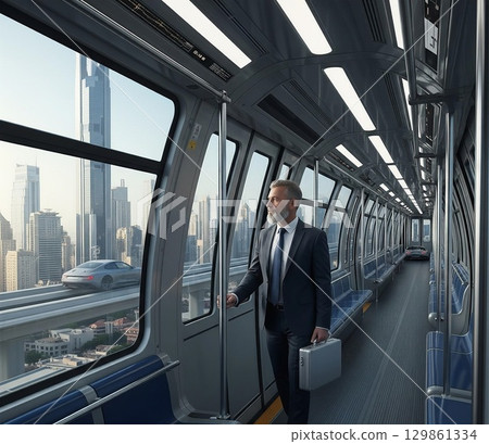 Commuting scene of a businessman 129861334