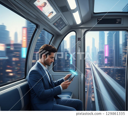 Commuting scene of a businessman 129861335