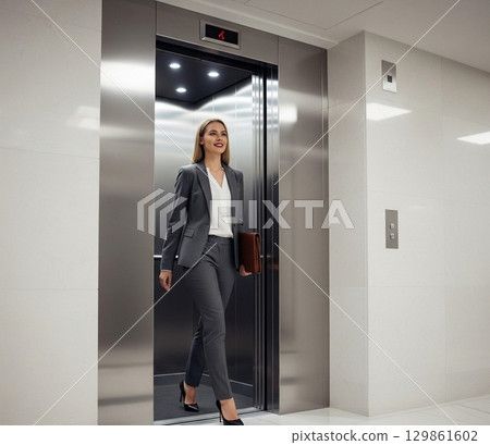 A career woman walking briskly 129861602