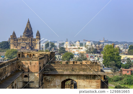 Chaturbhuja Temple and Shri Ram Raja Mandir seen through Raja Mahal Chaturbhuja Temple and Shri Ram Raja Mandir seen through Raja Mahal 129861665