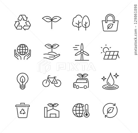 Sustainable Line Icon Set (Sustainable Icon Set) 129861898