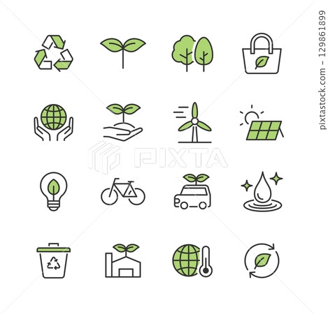 Sustainable Color Icon Set (Sustainable Icon Set) 129861899