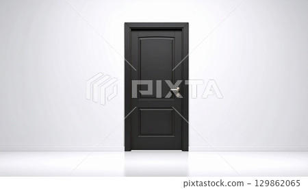 《AI Image》Black door in a white room 129862065