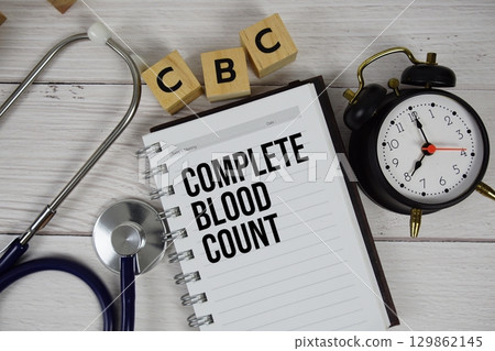 CBC Complete Blood Count acronym on notepad, Healthcar and Medical concept background CBC Complete Blood Count acronym on notepad, Healthcar and Medical concept background 129862145