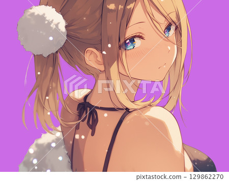 一個綁著馬尾辮的漂亮女孩的特寫鏡頭 一個綁著馬尾辮的漂亮女孩的特寫鏡頭 129862270