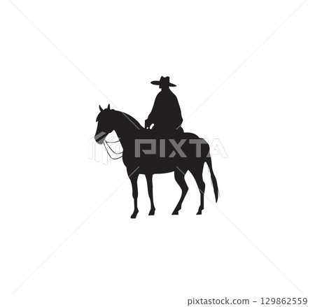 black and white horse silhouette on white background 129862559