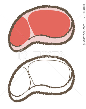 筆畫風格的肉 129863001