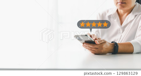 Customer or client with stars to complete five stars. Product or service review ideas from customer, reviews from customer and service of store to express satisfaction, increase credibility of store. Customer or client with stars to complete five stars. Product or service review ideas from customer, reviews from customer and service of store to express satisfaction, increase credibility of store. 129863129