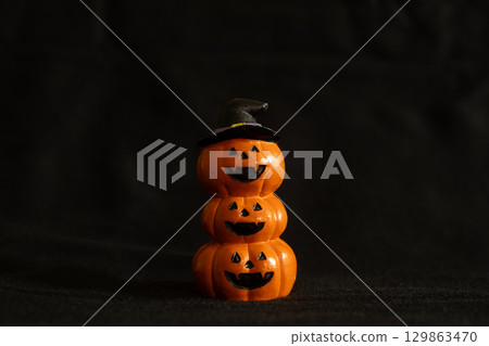 Halloween Pumpkin Decoration Isolated on Dark 129863470