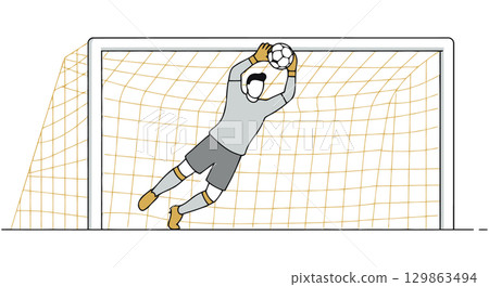 Soccer Goalkeeper Making a Save Soccer Goalkeeper Making a Save 129863494