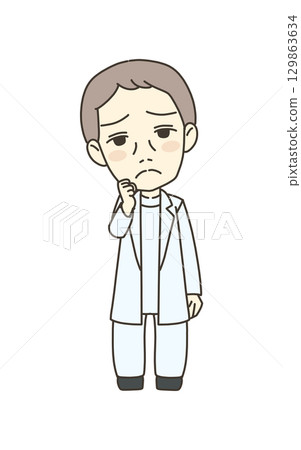 Medical worker illustration material doctor trouble 129863634