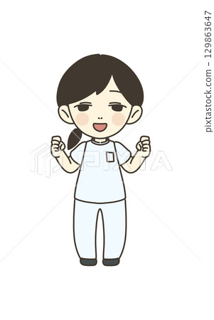 醫務工作者插畫材料護士拳頭泵 129863647