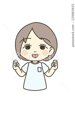 Medical worker illustration material nurse fist pump Medical worker illustration material nurse fist pump 129863655