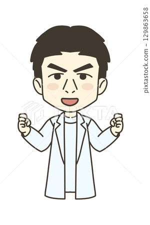 Medical worker illustration material doctor fist pump Medical worker illustration material doctor fist pump 129863658