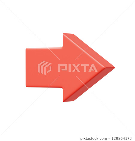 Simple red right arrow 3D icon 129864173