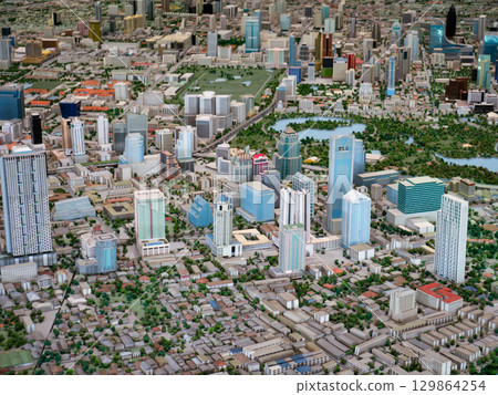 Bangkok, Thailand - August 03, 2025 : Miniature Model of Bangkok City at Exhibition Hall - Benjakitti Park, Thailand. Bangkok, Thailand - August 03, 2025 : Miniature Model of Bangkok City at Exhibition Hall - Benjakitti Park, Thailand. 129864254