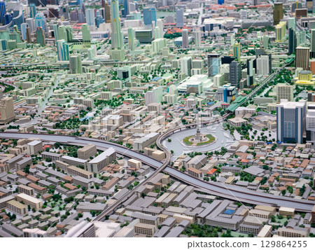 Bangkok, Thailand - August 03, 2025 : Miniature Model of Bangkok City at Exhibition Hall - Benjakitti Park, Thailand. Bangkok, Thailand - August 03, 2025 : Miniature Model of Bangkok City at Exhibition Hall - Benjakitti Park, Thailand. 129864255