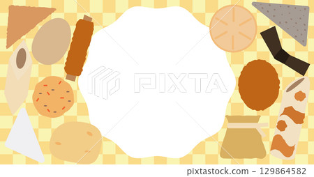 帶有複製空間的可愛奧登配料橫幅材料 帶有複製空間的可愛奧登配料橫幅材料 129864582