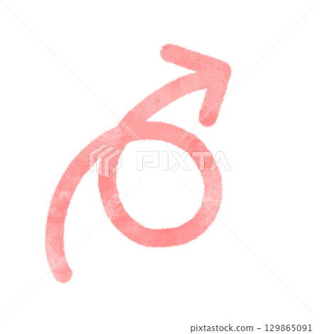 Simple watercolor illustration of a red curled arrow 129865091