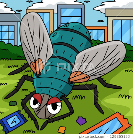 Insect Blow Fly Animal Colored Cartoon Insect Blow Fly Animal Colored Cartoon 129865133