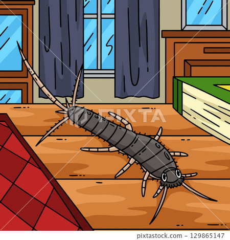 Insect Silverfish Animal Colored Cartoon  129865147