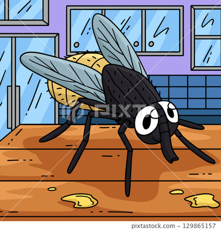 Insect Housefly Animal Colored Cartoon Insect Housefly Animal Colored Cartoon 129865157