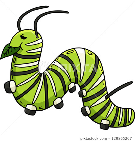 Insect Caterpillar Animal Cartoon Colored Clipart  129865207