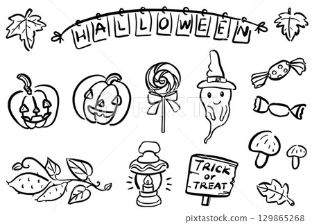 可愛十月插圖集(1種顏色) 可愛十月插圖集(1種顏色) 129865268