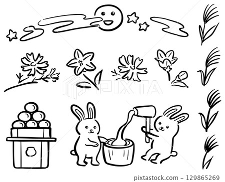 Cute September illustration set (1 color) 129865269