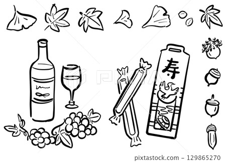 Cute November illustration set (1 color) 129865270