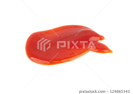 Chili Sauce Splash on White Background 129865343
