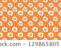 Illustration of fried egg hand drawn with white circle on orange background. Illustration of fried egg hand drawn with white circle on orange background. 129865805