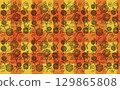 Abstract pattern line of sunflower on orange color background. Abstract pattern line of sunflower on orange color background. 129865808