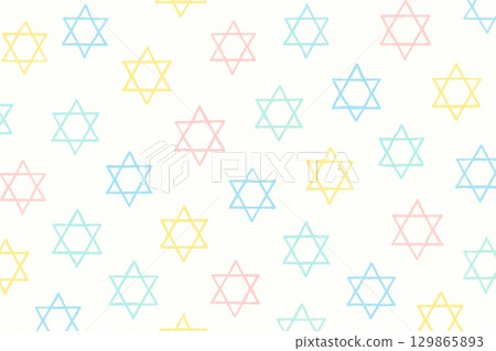 Pastel hand drawn hexagram pattern on white background 129865893