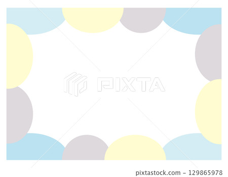 簡潔可愛的框架，周圍環繞著鵝卵石狀的圓圈。藍色 129865978