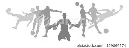 Soccer Football Players Silhouettes 129866574