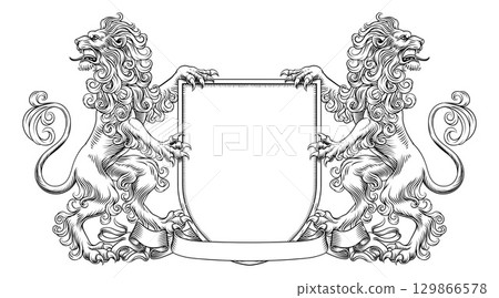 Coat of Arms Crest Lions Family Heraldry Shield 129866578