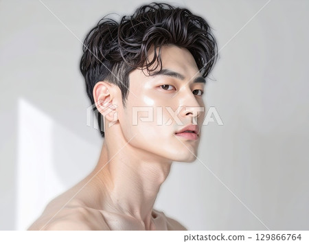Beautiful young man with skin 129866764