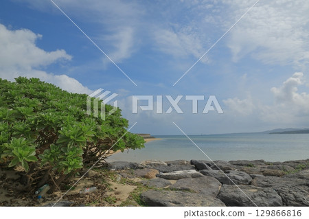 Beautiful seascape of Hososaki Beach on Kohama Island 129866816
